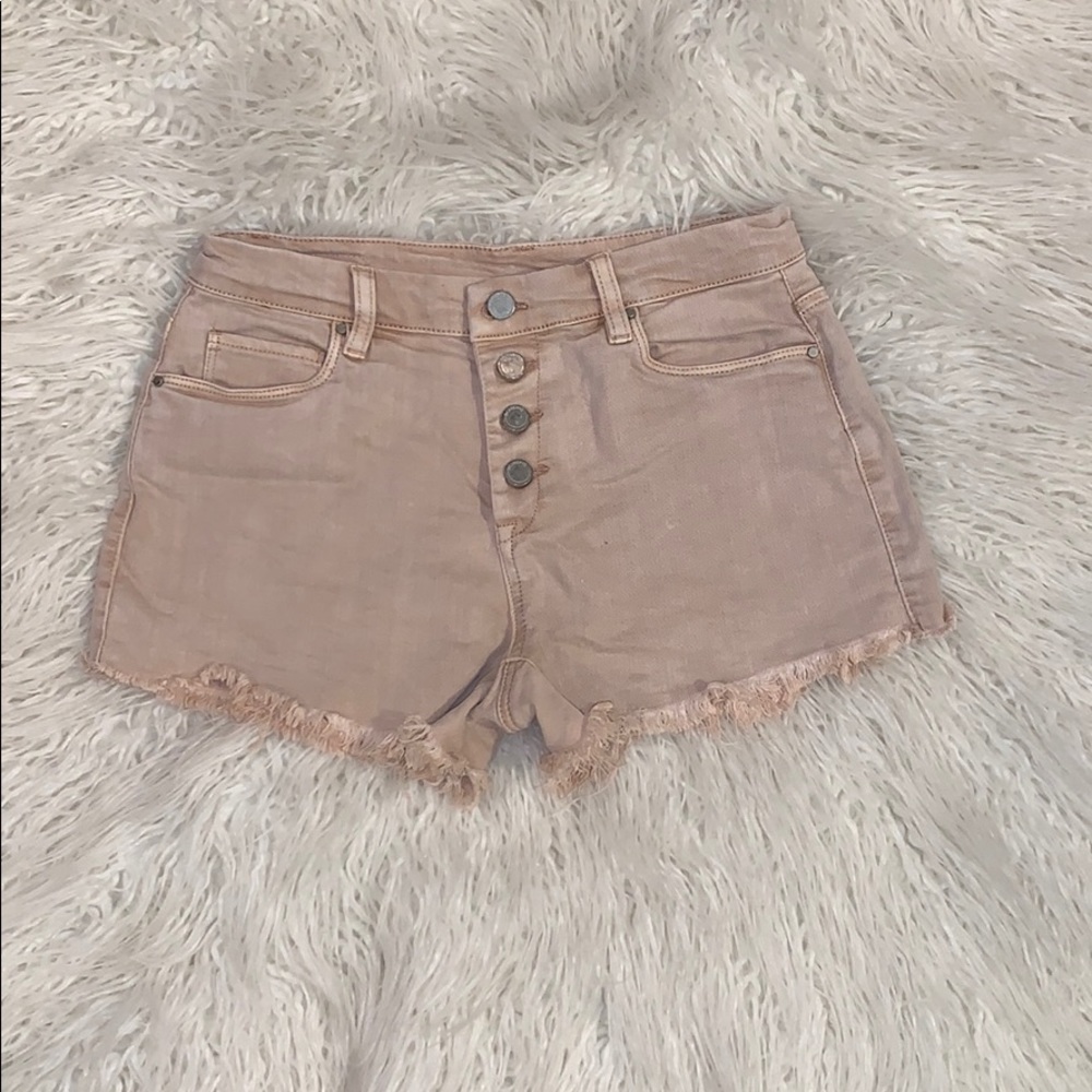 Blush colored jean shorts
